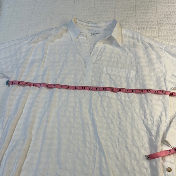 J. Jill Medium white tunic long sleeve collared shirt EUC Cotton Natural Fibers - Picture 5 of 7